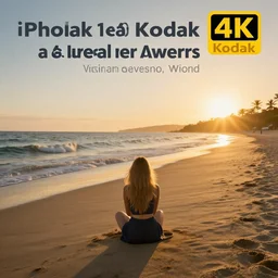 photo of a beautiful beach in the morning, shot with iphone 1 0, unreal engine, winning award, golden hour, photo, kodak, 5 0 mm, masterpiece, 4 k