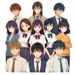 eight eight 8 anime people, 2 girls, 6 guys. 8 people eight digital art