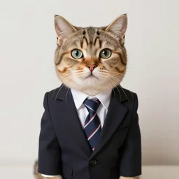 photo of a cat wearing a buisness suit