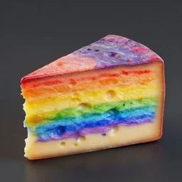 rainbow piece of cheese, egon schiele, detailed, octane render