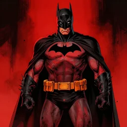 zombie rick batman, in the style of beksinski, red, black, vibrant, chiaroscuro, high detail, perfect artwork, clean lines
