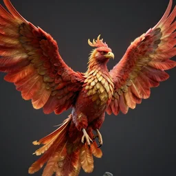 Intricate detailed photo of dramatic phoenix bird with spread wings by James Gurney, unreal engine, Trending on artstation.