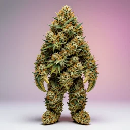 studio portrait of a stylish marijuana bud human hybrid monster, photography by annie leibovitz, studio lighting, colorful