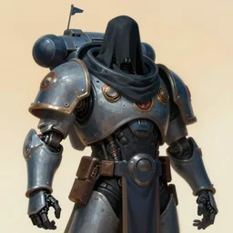 selfie of a cloaked tech priest, close up, adeptus mechanicus, cybernetic enhancements attached to his body, zdzislaw beksinski, lewis jones, dariusz zawadzki, wayne barlow, warhammer 4 0 k, cold hue's, warm tone gradient background, concept art, accurate anatomy