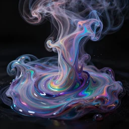 paint pour, iridescent surface, swirling, color, smoke, fluid, highly detailed, behance, artstation