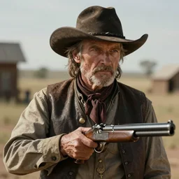 a ultradetailed portrait of sam winchester as an old west gunfighter, masterpiece, 8 k, art by rembrant and albert bierstadt