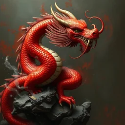 grimez painting a realistic red dragon, china, vogue, digital art, hyperrealistic