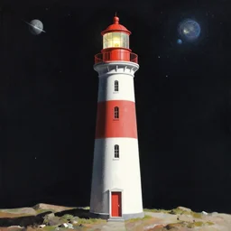 lighthouse in space, by eytan zana, by piotr jabłonski, by greg rutkowski