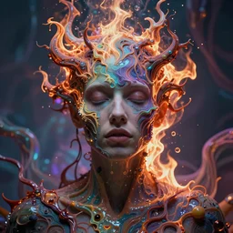 portrait ultra dimensional instinct entity, accidentally tripping on dmt and acid, psychedelic experience, overwhelming psychosis of self realization and burning awakening, ultra high definition, unreal engine 5, hyperrealism, masterpiece composition, by casey weldon, barclay shaw 8 k photorealistic