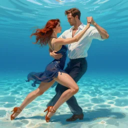 semi realistic portrait  Salsa Dancing  inside a clear blue ocean water  by AquaSixio, Stanley Artgerm Lau,  Gesture draw, Salsa Social Dance, couple, Salsa tricks, WLOP, Rossdraws, Gesture draw,  James Jean, Andrei Riabovitchev, Marc Simonetti, and Sakimichan, trending on artstation