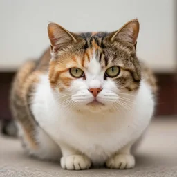 a melting chubby calico cat