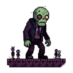 a zombie sprite from roguelike rpg game, msxotto +, undeadpeople tileset, pixel art, horror art, masterpiece, dark, gothic, very detailed, a single sprite on white background