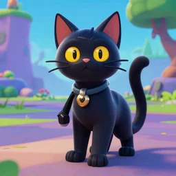 an avatar of a black cat in the style of fortnite