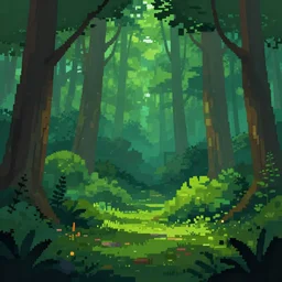 lush deciduous forest, atmospheric pixel art, trending on artstation