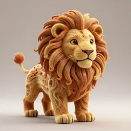 a beautifull intricate cute 3 d lion made of tendrils, unreal engine, wide shot, by octane render by, ellen jewett