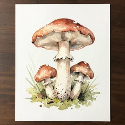 jean - baptiste monge water color on white paper sketch of mushrooms