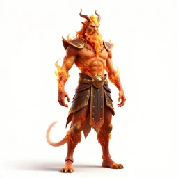 bearded efreet fire spirit, detailed 3d character render, full body, standing, isolated on a pure white background, centered, whole figure in frame, sharp focus, studio lighting