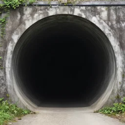outside a dark train tunnel entrance, entrance to a dark tunnel, black circle, black round hole, black depths, anime