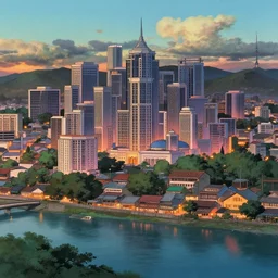 sungai buloh jail, highly intricate matte painting, summer evening, by hayao miyazaki