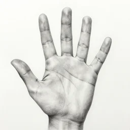 hand with five fingers, realistic, hyper detailed, high quality, pencil drawing