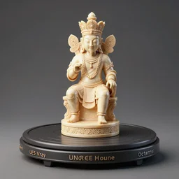 a 3D render of a centered ivory ancient sculpture in a turn table at 40 degrees angle. Unreal Engine. UE5. Vray. Arnold render. Octane Render.