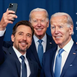 alex jones with three eyes taking a selfie with joe biden
