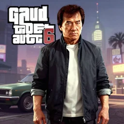 Jackie Chan Gta 6, concept art, artstation, game poster, octane render, hyper-realistic