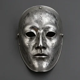 photo portrait  of 19 century brutal shiny metal face mask with fine detail engravings and runes cultist lord rich baron by Diane Arbus and Louis Daguerre