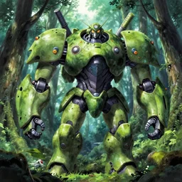 giant plant mech, forest, key art, aesthetic, anime, shigeto koyama, hiroyuki imaishi