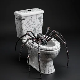 A toilet in the shape of a spider, highly detailed, intricate spider web patterns, sharp focus, art by Artgerm and Greg Rutkowski and WLOP