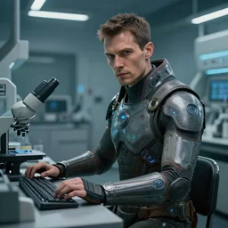 a realistic portrait of a human operator working the laboratory, sci - fi character, cyberpunk suit, concept art, cinematic composition, hyper detailed, matte painting, highly detailed, greg rutkowski, cedric peyravernay, anato finnstark, artstation, 8 k