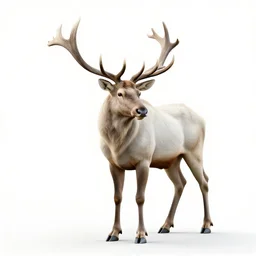 white elk, clean 3d render, full body, isolated on a pure white background, centered, entire subject in frame, sharp focus, soft studio lighting