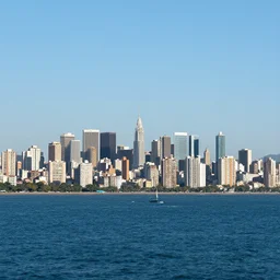 skyline of latin american city viewed from the sea