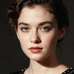 portrait of a petite irish coquette with green eyes, elegant, glamorous, in a style blend of greg rutkowski and gaston bussiere and artgerm, cinematic lighting