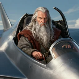 a portrait of gandalf sitting in a jet fighter plane as the pilot, digital illustration, in the style of greg rutkowski, very detailed, artstation, smooth, intricate, elegant