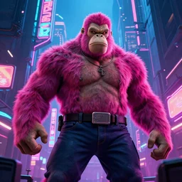 king Kong in a cyberpunk japanese city, neon colors,well detailed, Photo realistic, high definition, 8k