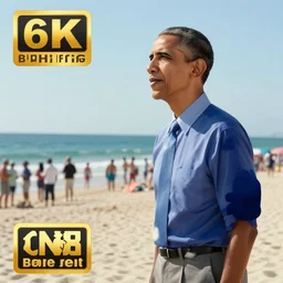 obama wondering why there is more people like him in the beach, 8K