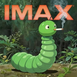 Anthropomorphic centipede smoking a cigarette, cel animation by studio ghibli , post-processing , IMAX , vibrant colors , award-winning masterpiece 20 years in the making