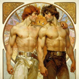 2 muscular attractive men, star wars, painting by gaston bussiere, craig mullins, greg rutkowski, alphonse mucha