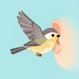 illustration of a tiny bird flying out of an ear