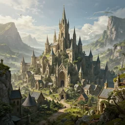 ethereal Tolkien city , highly detailed, 4k, HDR, award-winning, artstation, octane render