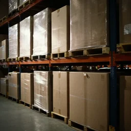 boxes in a warehouse. ambient occlusion light.