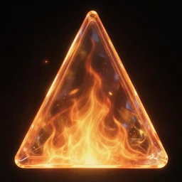 closeup translucent fire triangle shield, black background, eyvind earle, studio ghibli painting, cinematic lighting, volumetric lighting, smooth, sharp focus, highly detailed, render in unreal engine 5, artstation, deviantart, behance, trending, epic composition, octane, light rays, award - winning