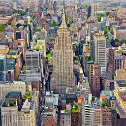 new york at sunrise. watercolor. trending on artstation.