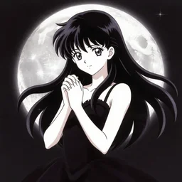 a magical anime girl under the moon, dark colours, drawn by studio Ufotable, amazing line work, high quality,