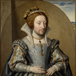 a painting of a queen from the 14th century