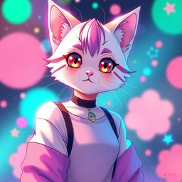 anime cat girl in lisa frank style