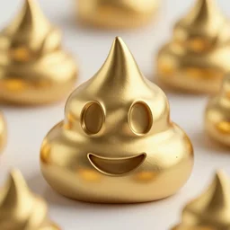 poop emoticons metallic, golden, macro 8 mm