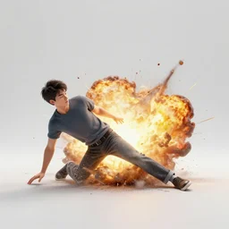man hitting the ground creating a explosion