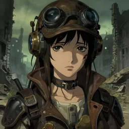 a film still of a sad dieselpunk archeologist girl, finely detailed features, closeup at the faces, dramatic cinematic, at ruins city, gapmoe yandere grimdark, trending on pixiv fanbox, painted by greg rutkowski makoto shinkai takashi takeuchi craig mullins, alphonse mucha
